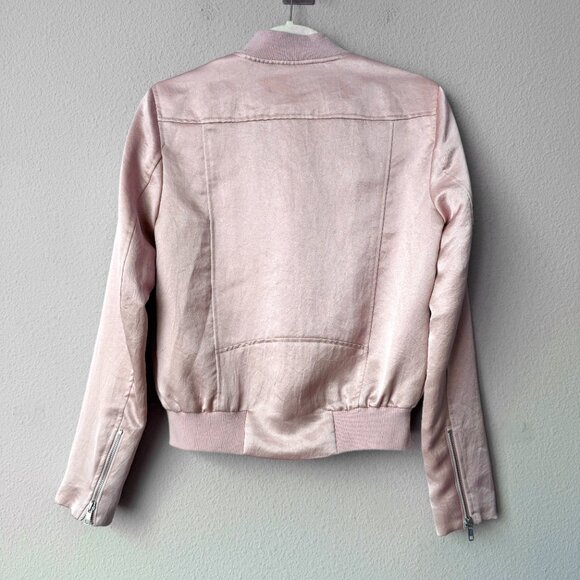 ALC Edison Satin Bomber Jacket in Light Pink Size XS - Picture 3 of 6
